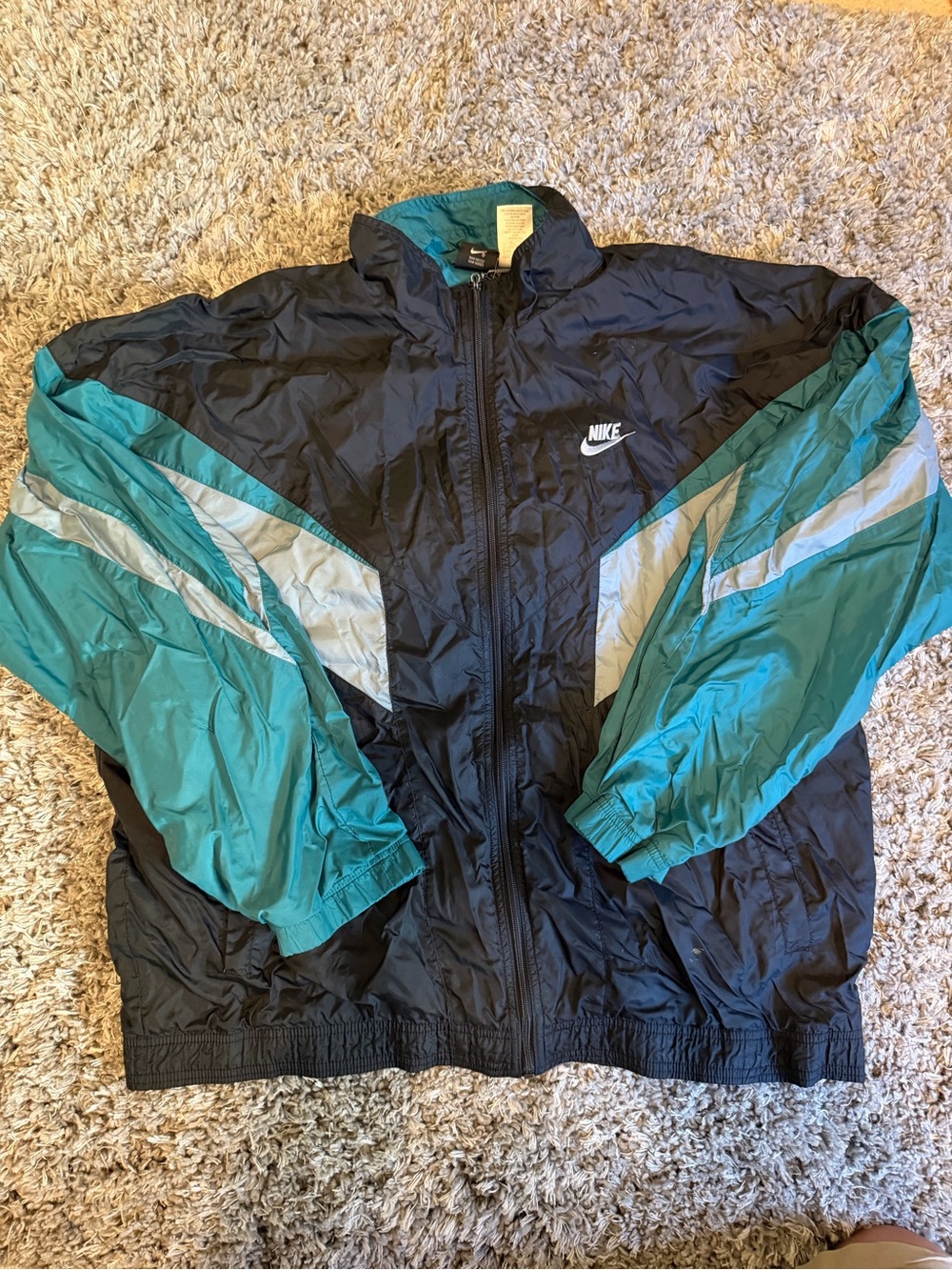 Nike Black Jacket with Teal Lining and Chevron Detail